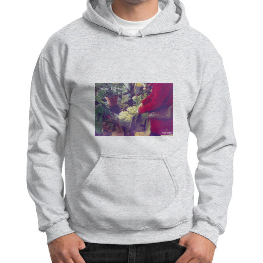 Gildan Hoodie (on man) Ash grey Tragic Vegan
