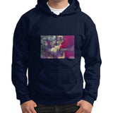 Gildan Hoodie (on man) Navy Tragic Vegan