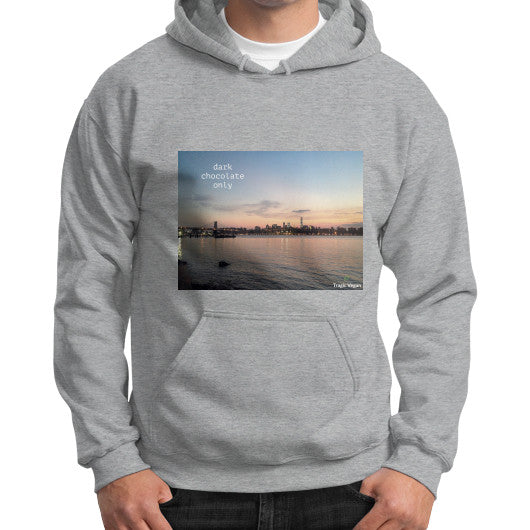 Gildan Hoodie (on man) Sport grey Tragic Vegan