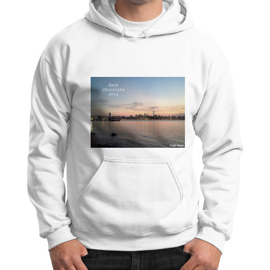 Gildan Hoodie (on man) White Tragic Vegan