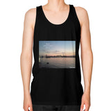 Unisex Fine Jersey Tank (on man) Black Tragic Vegan