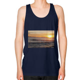 Unisex Fine Jersey Tank (on man) Navy Tragic Vegan