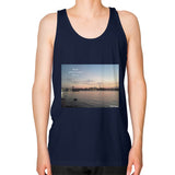 Unisex Fine Jersey Tank (on man) Navy Tragic Vegan