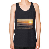 Unisex Fine Jersey Tank (on man) Tri-Blend Black Tragic Vegan