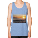 Unisex Fine Jersey Tank (on man) Tri-Blend Blue Tragic Vegan
