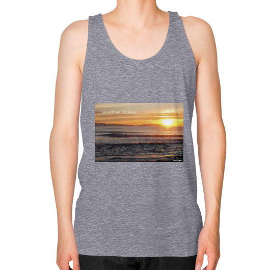 Unisex Fine Jersey Tank (on man) Tri-Blend Grey Tragic Vegan