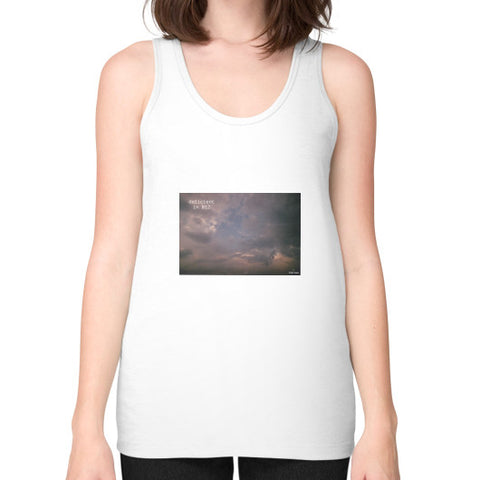 Unisex Fine Jersey Tank (on woman) White Tragic Vegan