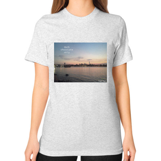 Unisex T-Shirt (on woman) Ash grey Tragic Vegan