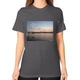 Unisex T-Shirt (on woman) Asphalt Tragic Vegan