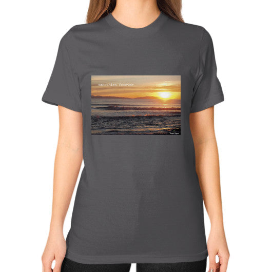 Unisex T-Shirt (on woman) Asphalt Tragic Vegan